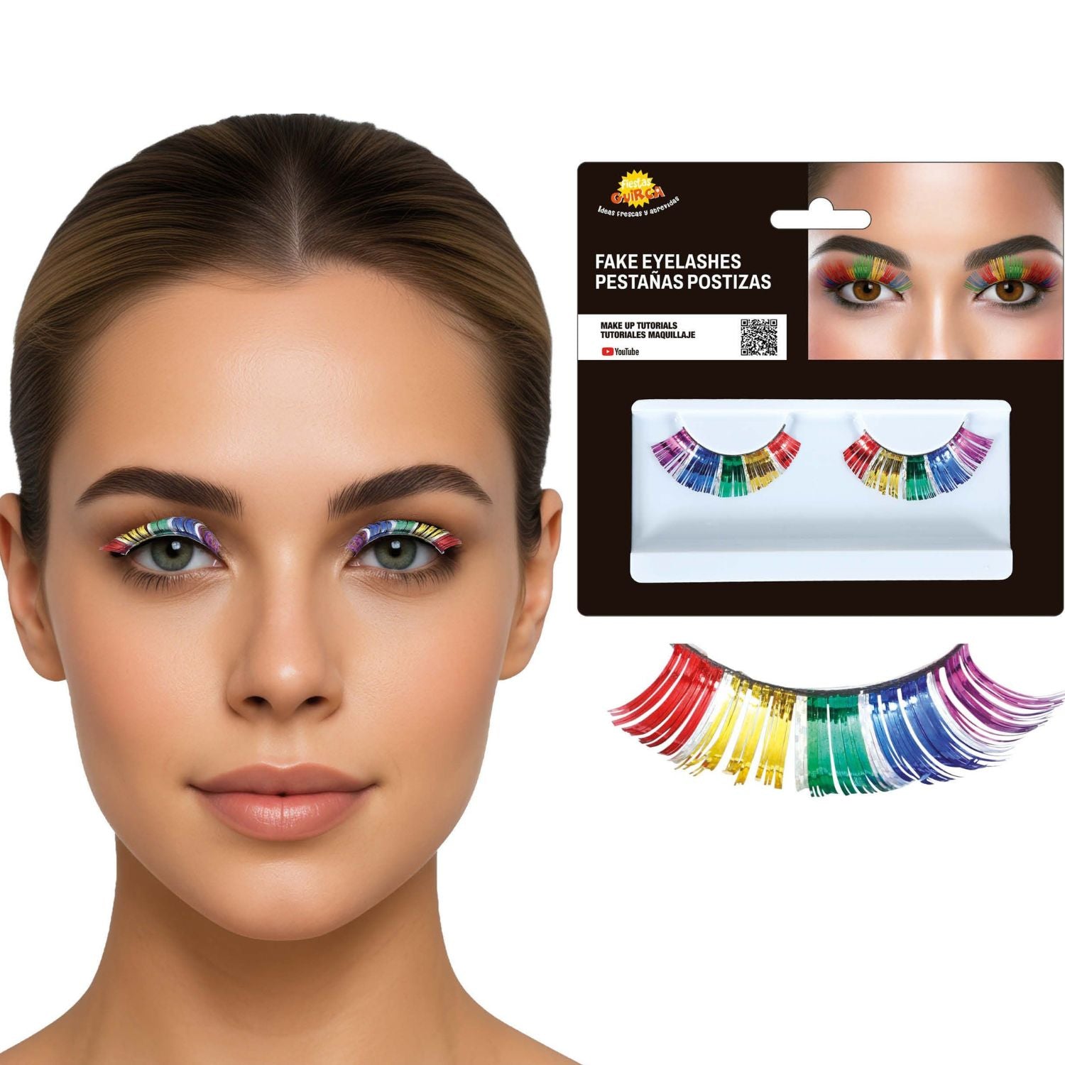 Pestañas Multicolor Metalizadas - mercadisfraces