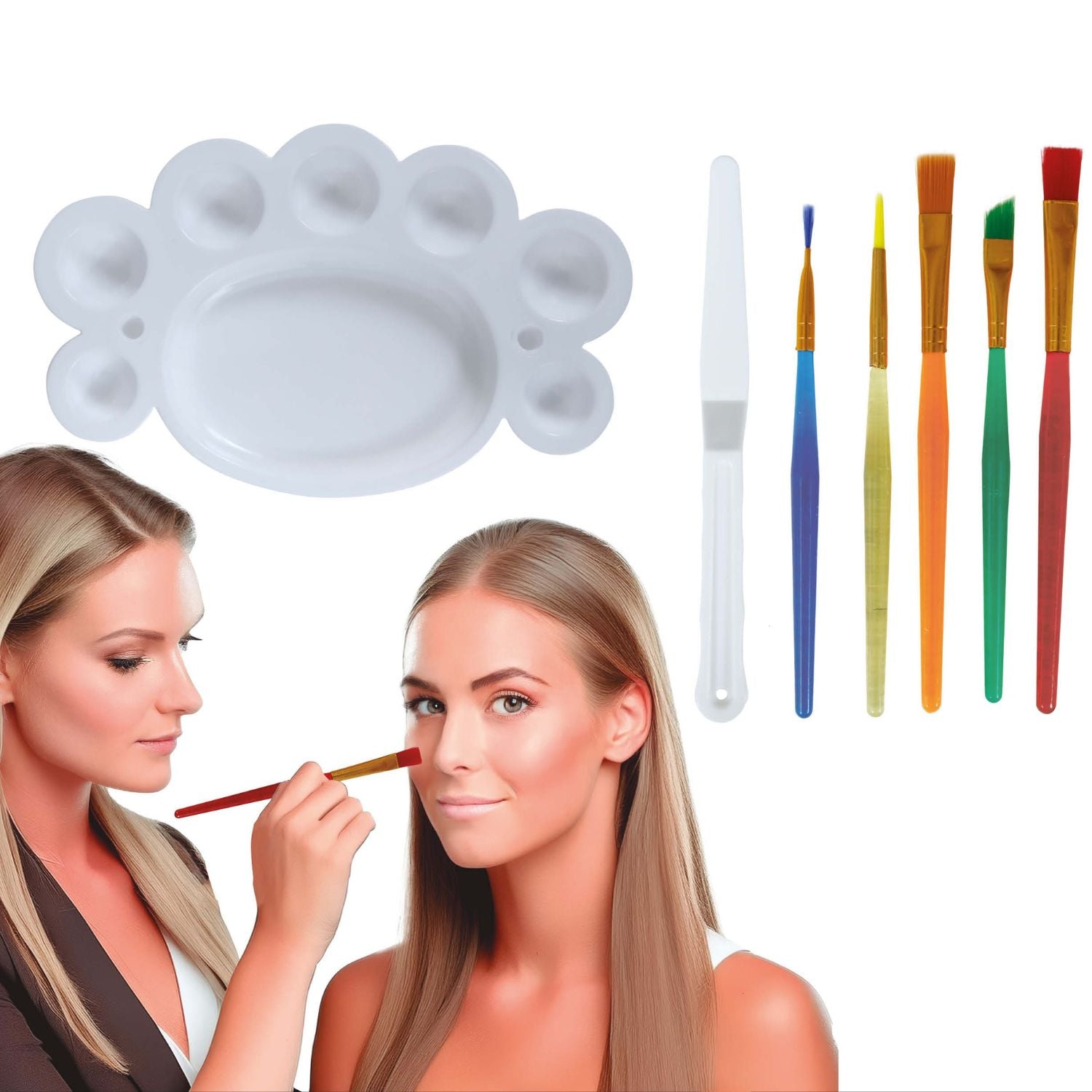 Set para Pintar 5 Pinceles Paleta y Espátula - mercadisfraces