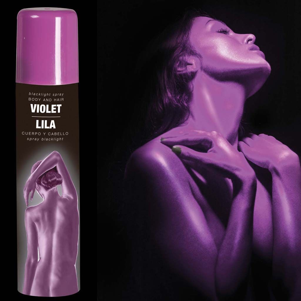 Spray Maquillaje Brillo Color Violeta Tienda de disfraces online - Mercadisfraces