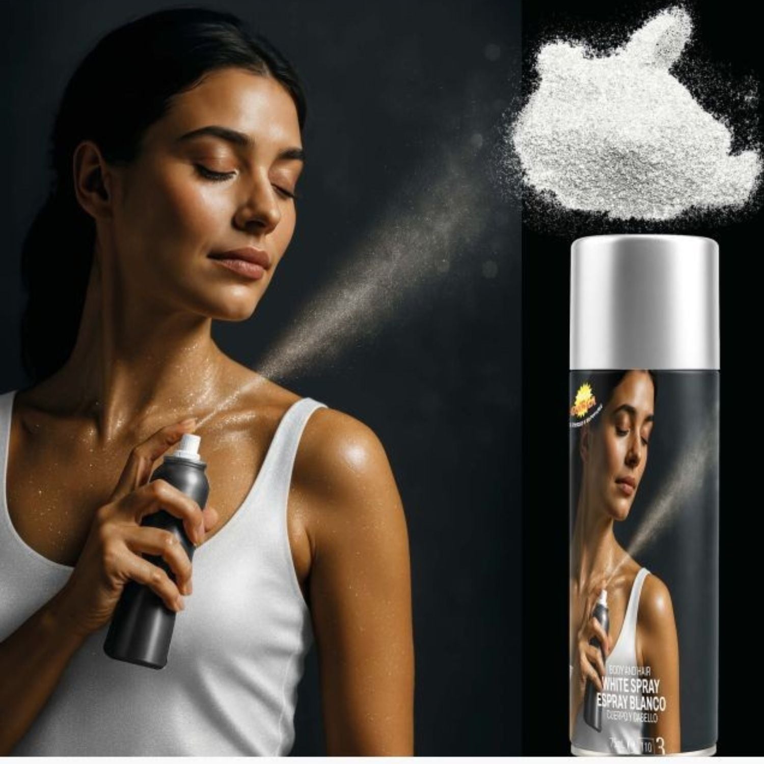 Spray Maquillaje Brillo Color Negro Tienda de disfraces online - Mercadisfraces