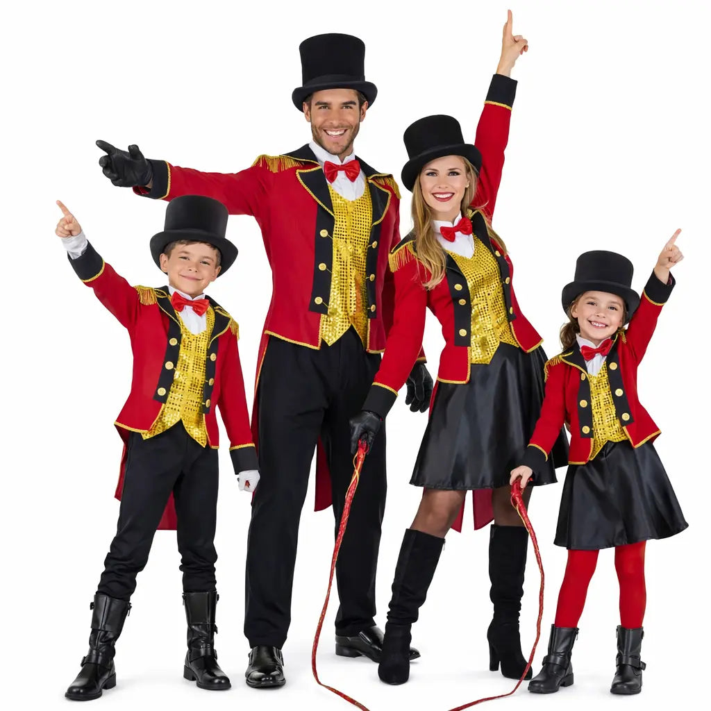 Grupo de personas con disfraces de domador de circo elegantes para Carnaval