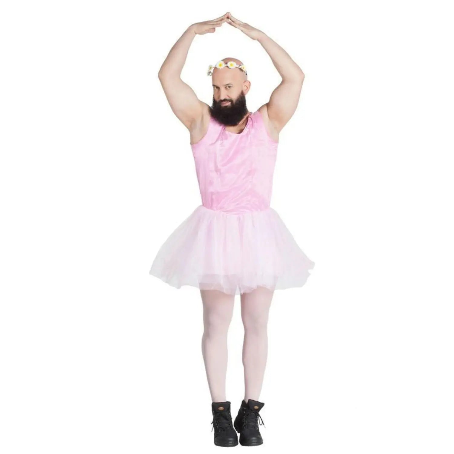 Disfraz de bailarina para hombre con vestido, cubre botas y medias, ideal para Carnaval o fiestas divertidas