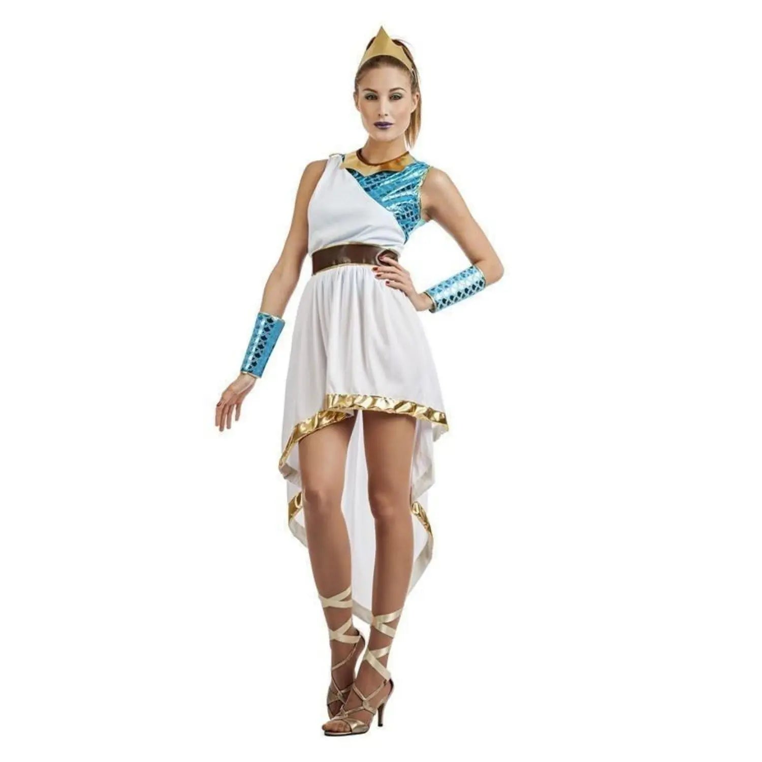 Disfraz de diosa marina para mujer adulta con vestido, corona y accesorios marinos elegante para Carnaval o fiestas temáticas
