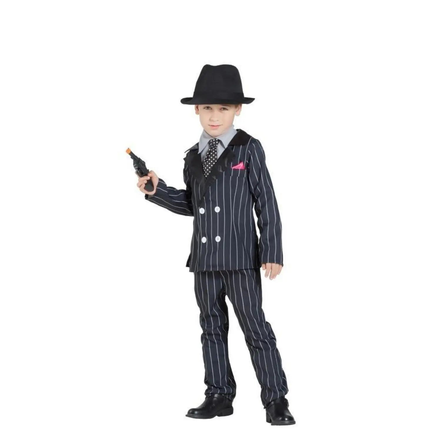 Disfraz de gánster infantil con chaqueta, pantalón y corbata para Carnaval y fiestas