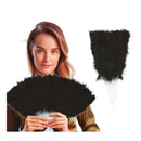 abanico de plumas negro como complemento para disfraz de cabaret burlesque o charlestón ideal para fiestas temáticas