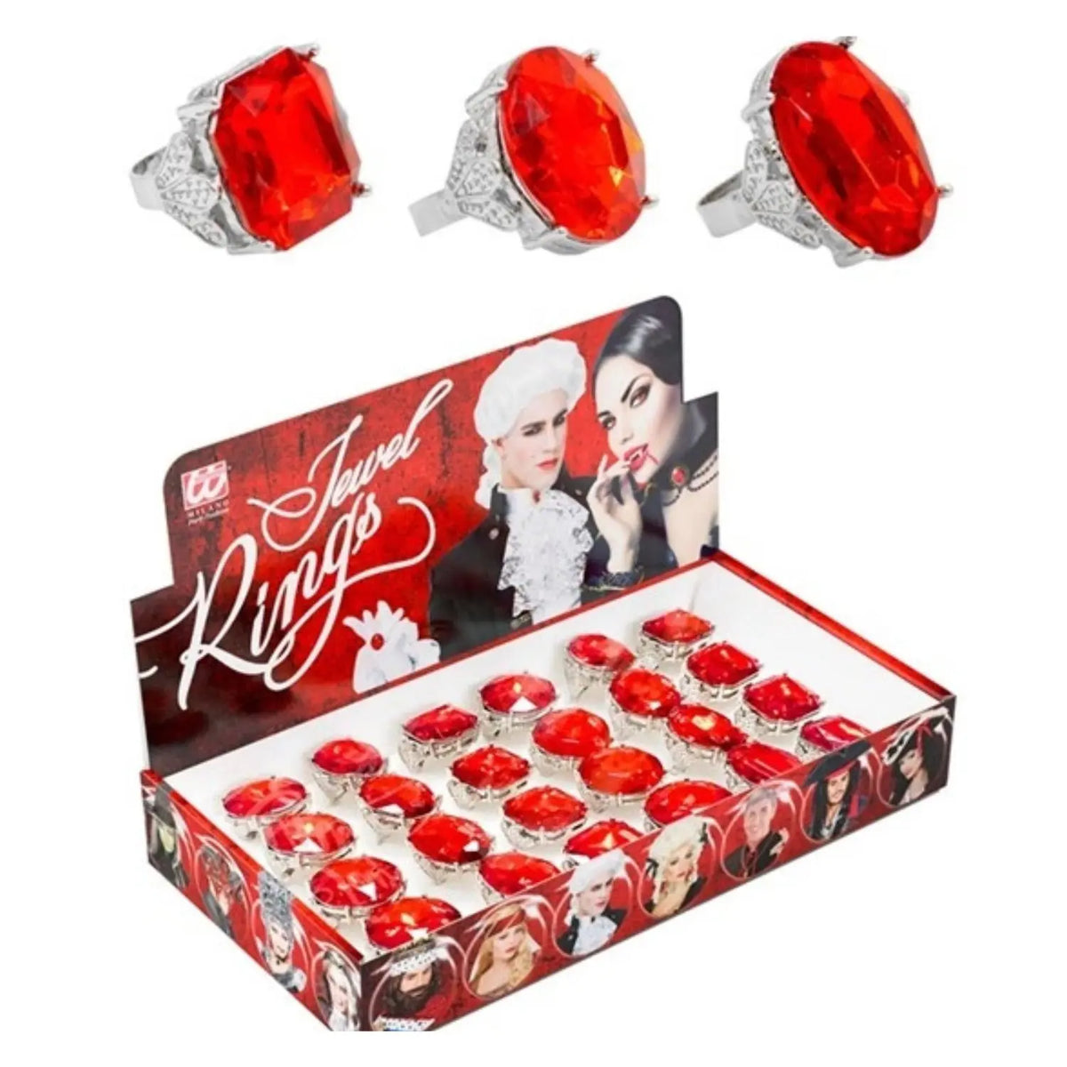 Anillo lujo extra rojo para completar disfraces elegantes y de fantasía