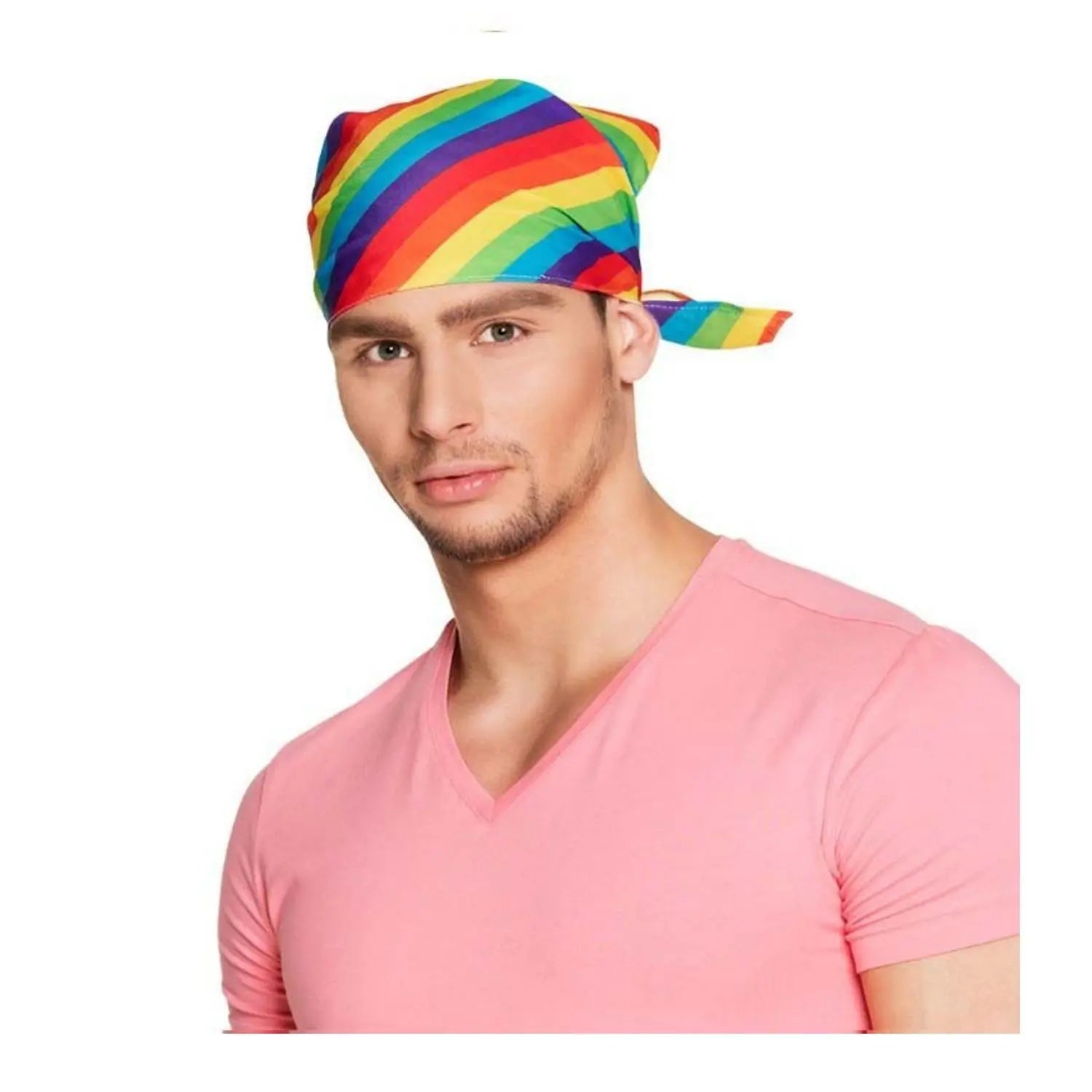 bandana multicolor arcoíris complemento para look orgullo o fiesta temática colorida