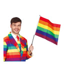 bandera arcoíris con palo de 35x45 cm complemento para look pride o fiesta temática colorida