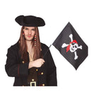 bandera pirata con calavera y palo de 45x30 cm complemento para look pirata o fiesta temática de aventura