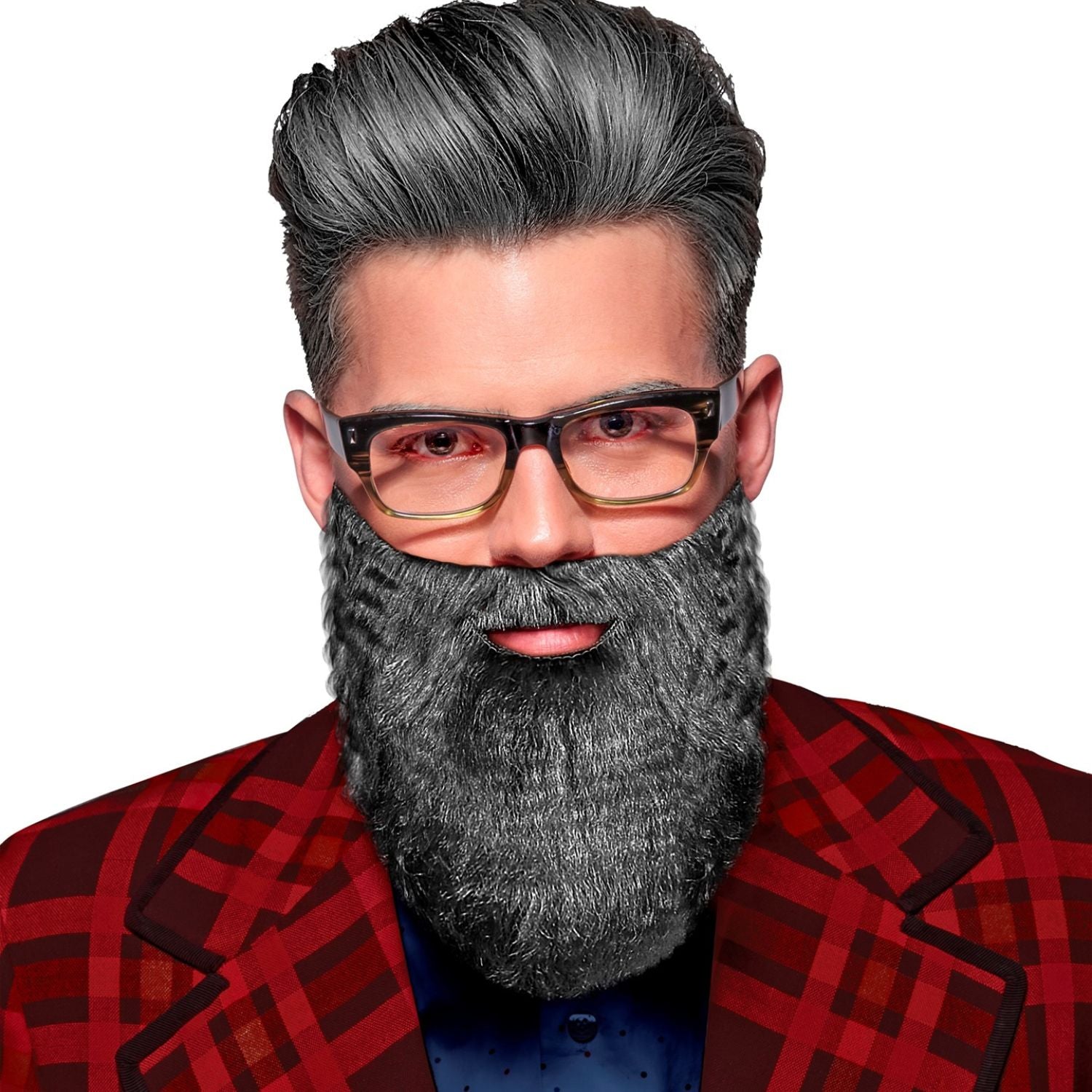 Barba y bigote canoso postizo para disfraz - mercadisfraces