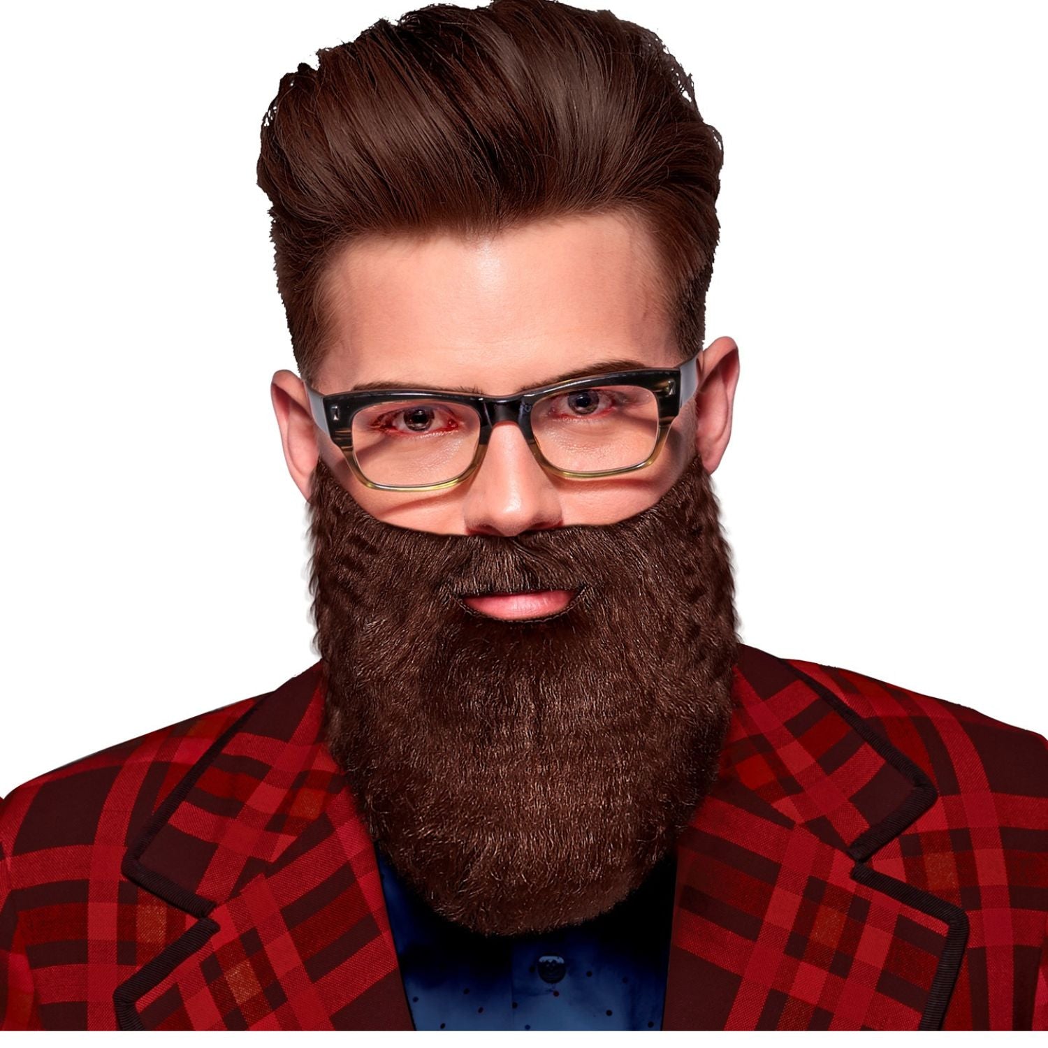 Barba y bigote castaño postizo para disfraz