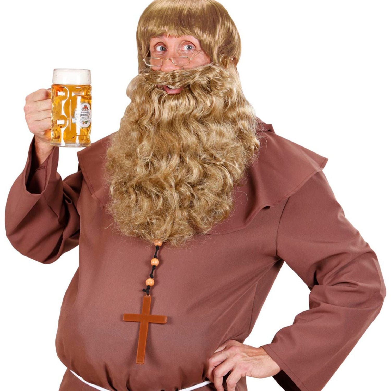 Barba larga rubia postiza para disfraz vikingo o medieval