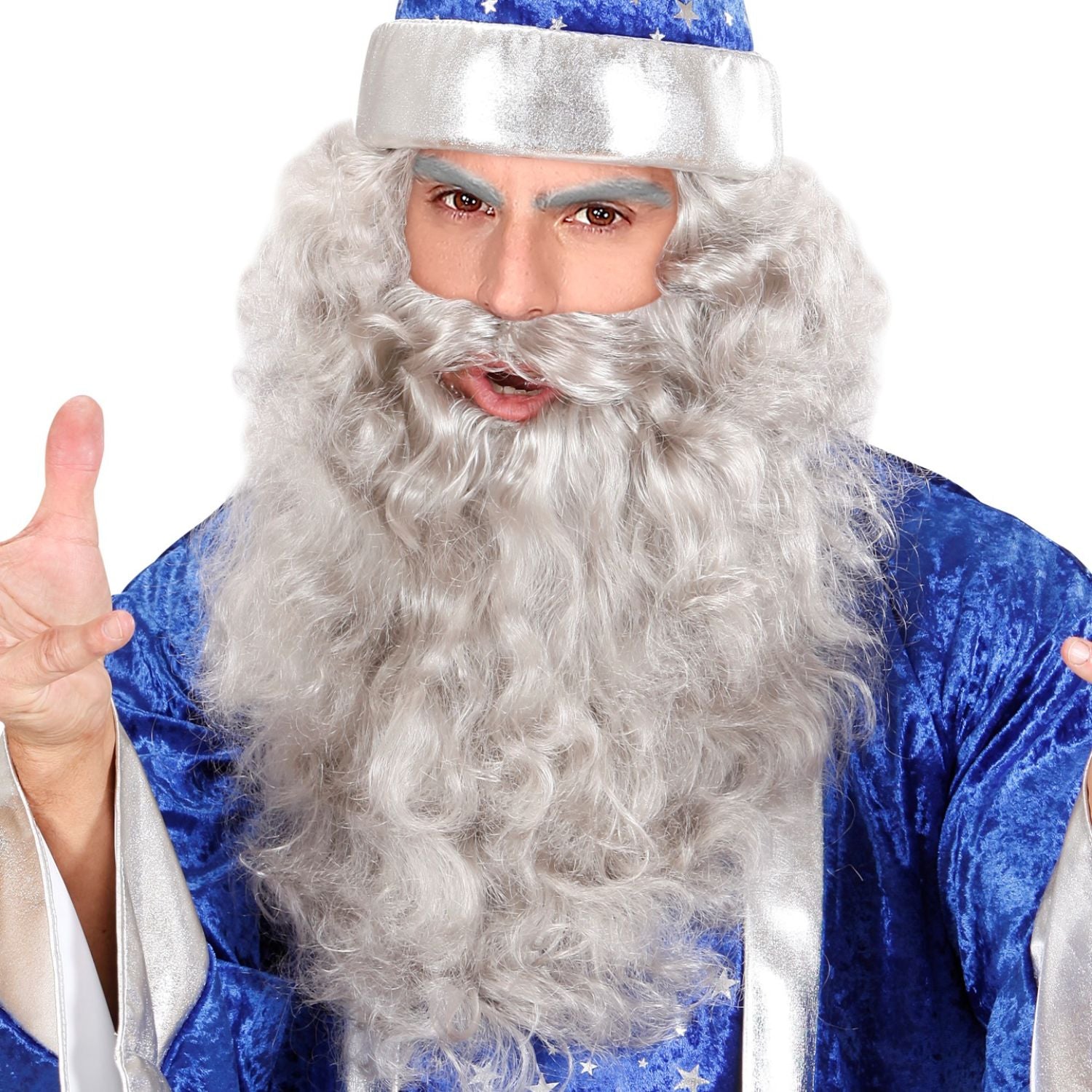 Barba larga canosa estilo mago para disfraz medieval