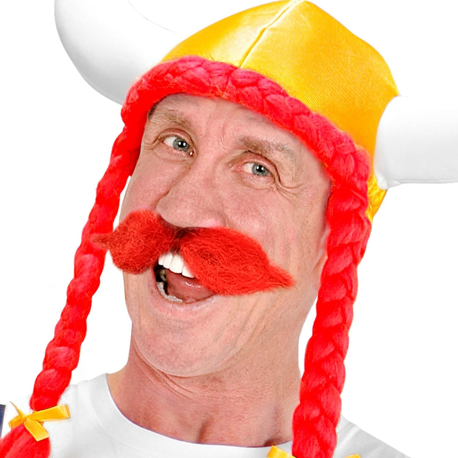 Bigote rojo adhesivo postizo para disfraz