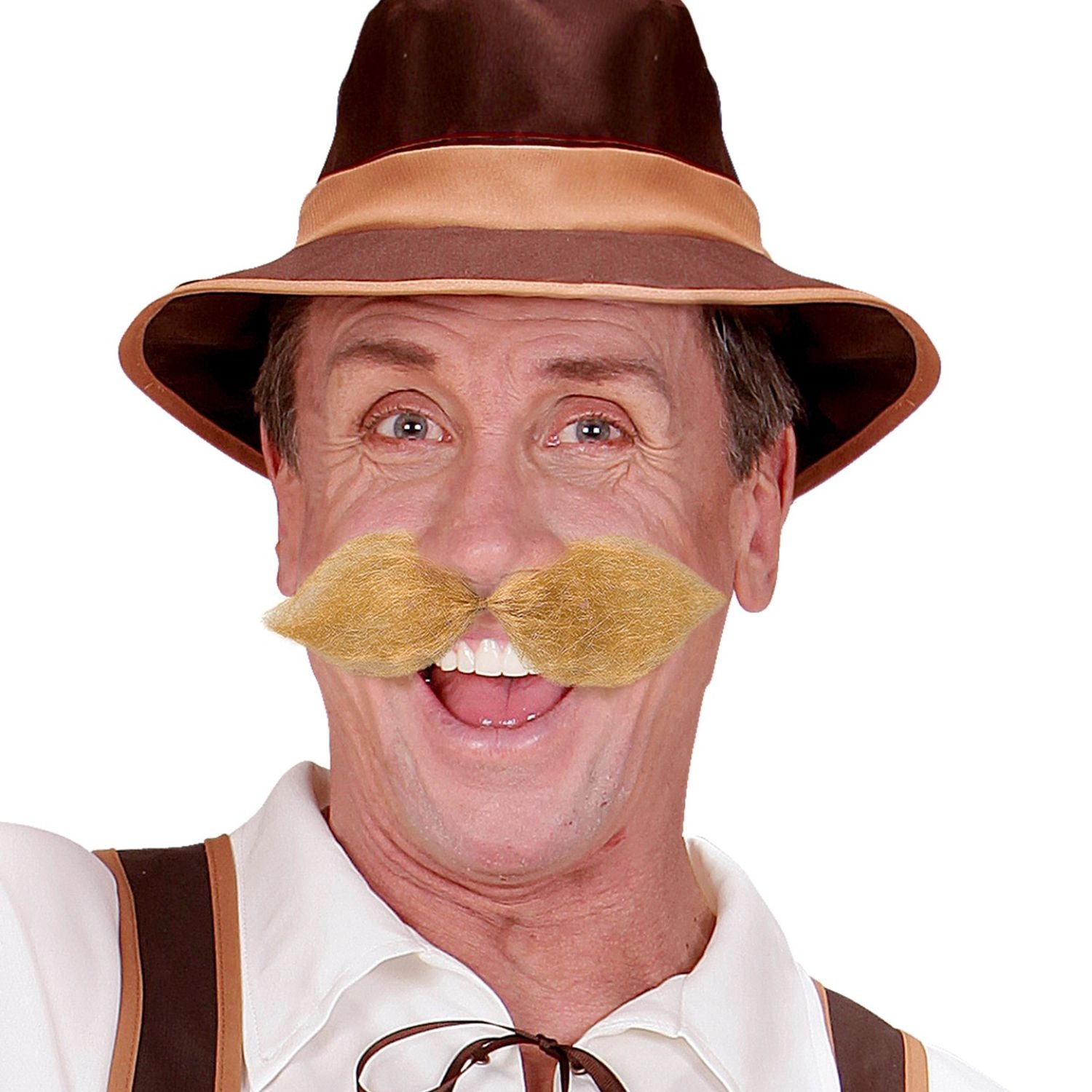 Bigote rubio adhesivo postizo para disfraz