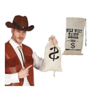 bolsa de dinero estilo cowboy con símbolo dólar complemento para look del lejano oeste o fiesta temática