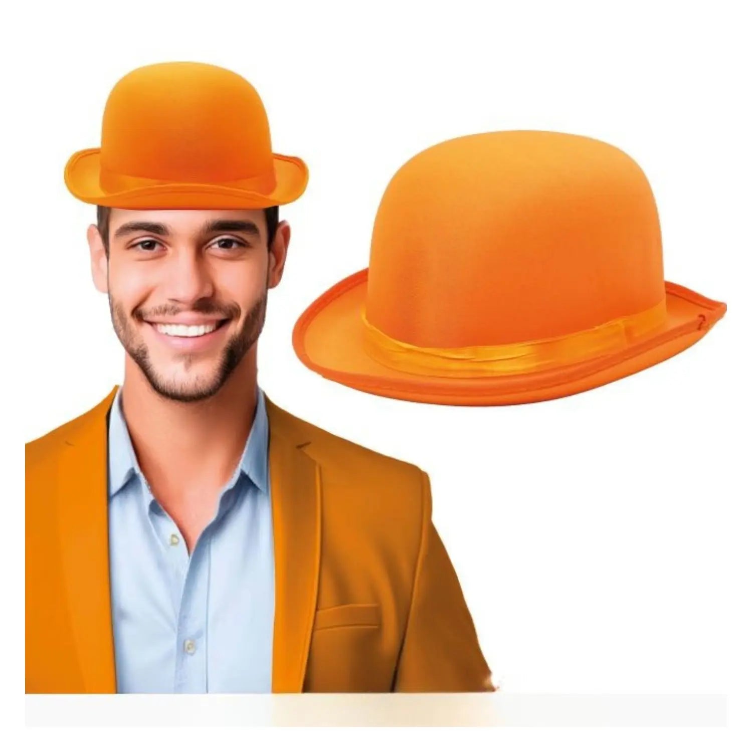 Bombín de satén naranja sombrero elegante complemento para disfraz