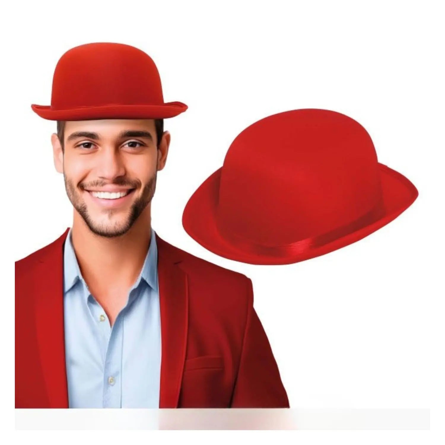 Bombín de satén rojo sombrero elegante complemento para disfraz