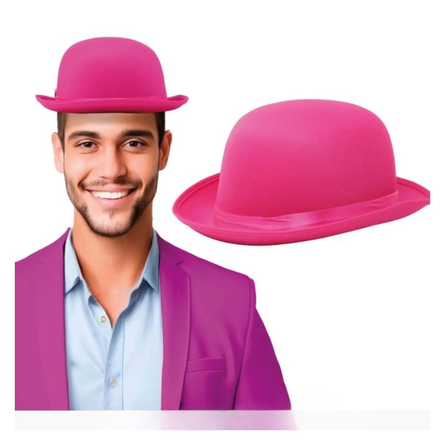 Bombín de satén rosa sombrero elegante complemento para disfraz