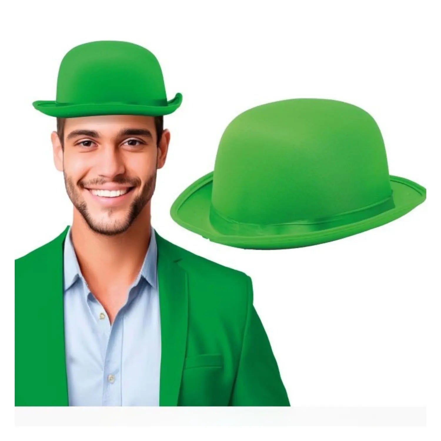 Bombín de satén verde sombrero elegante complemento para disfraz