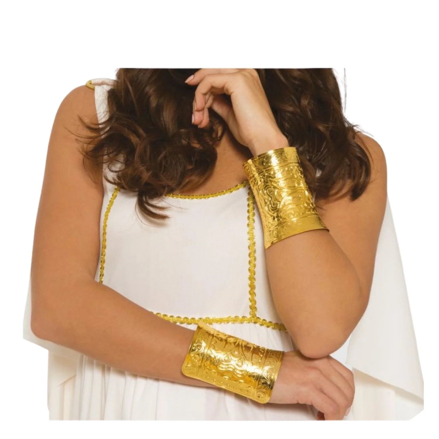 Brazaletes romana metálicos accesorio romano para completar look clásico en fiestas temáticas