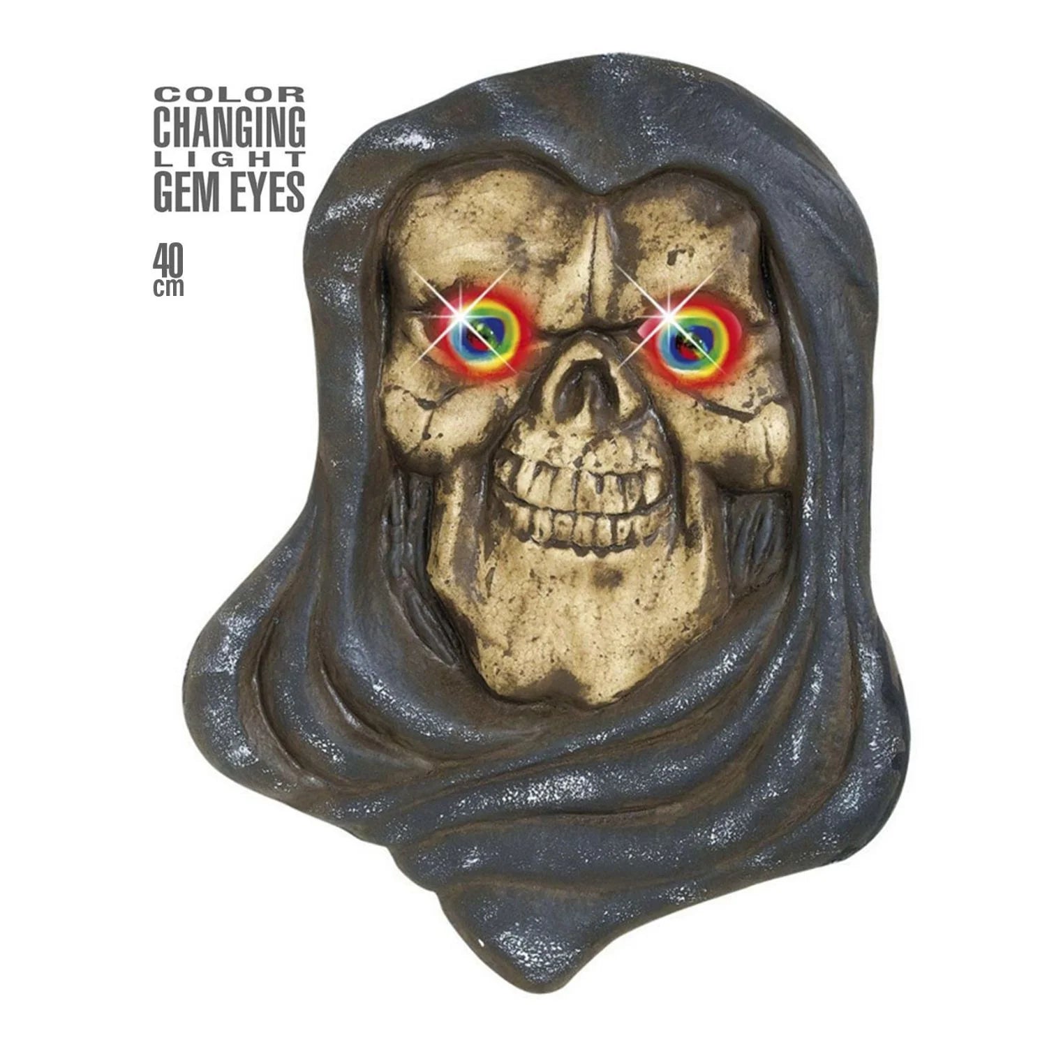 Cabeza colgante Grim Reaper con ojos luminosos accesorio terror para decoración Halloween en fiestas temáticas