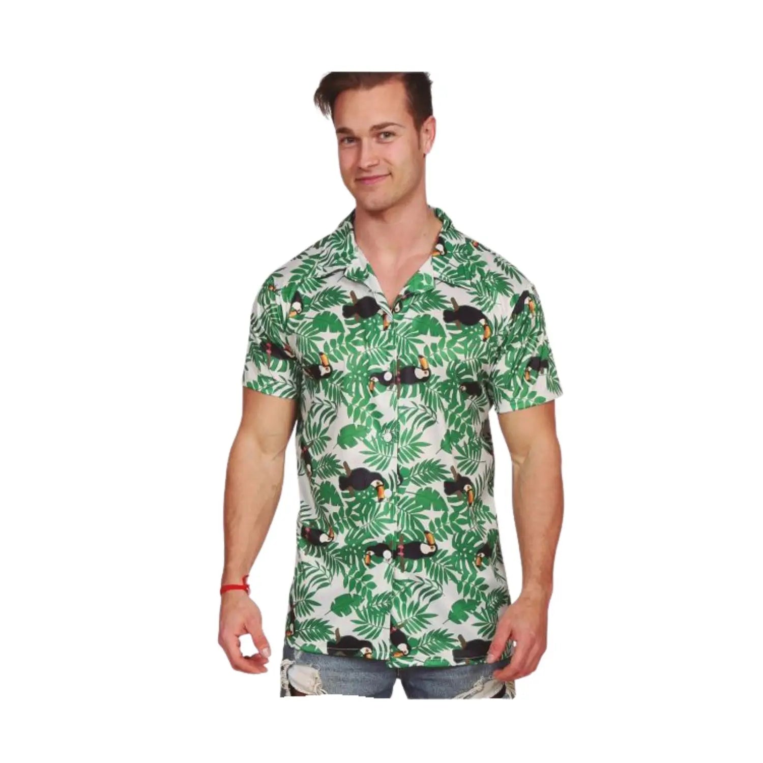 Camisa hawaiana de palmeras para fiestas tropicales y Carnaval