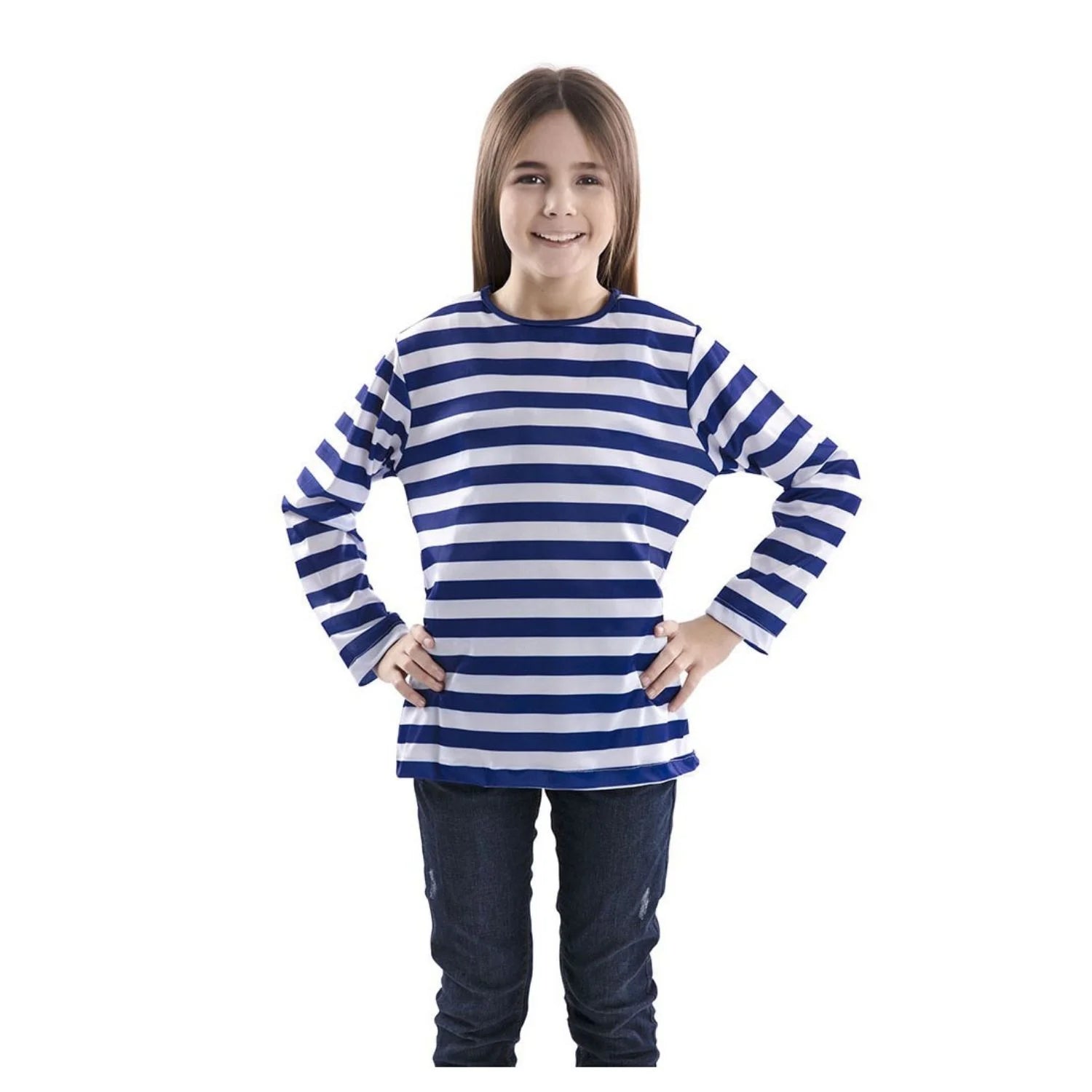Manga 3/4 Camiseta Casual Camiseta De Rayas Para Mujer – Manga 3/4, Cuello Redondo, Estilo Marinero Y Deportivo, En Algodón