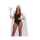 Capa blanca de terciopelo para adulto con capucha de 130 cm ideal para disfraces de fantasía, mago, rey o vampiro