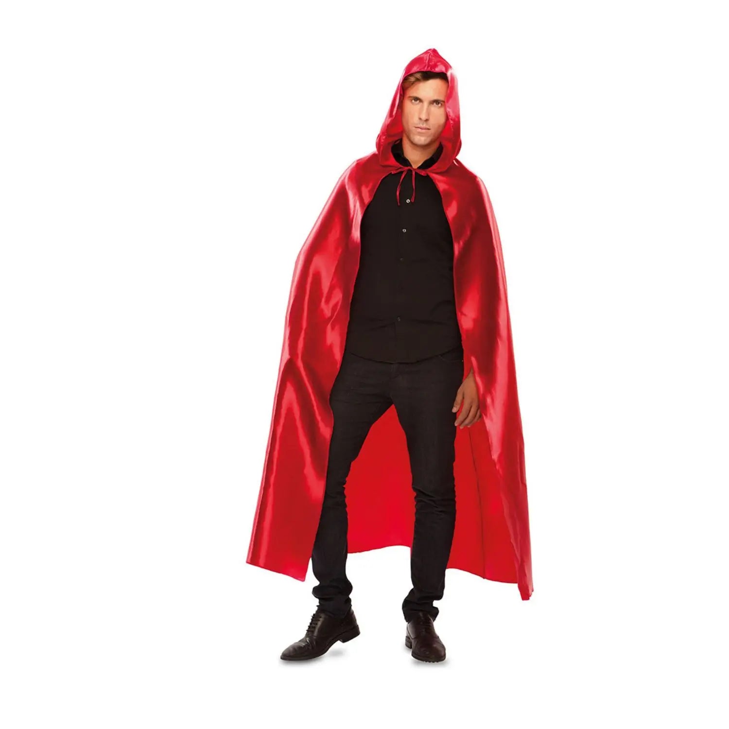 capa veneciana roja con capucha adulto complemento para look elegante en Carnaval y fiestas temáticas