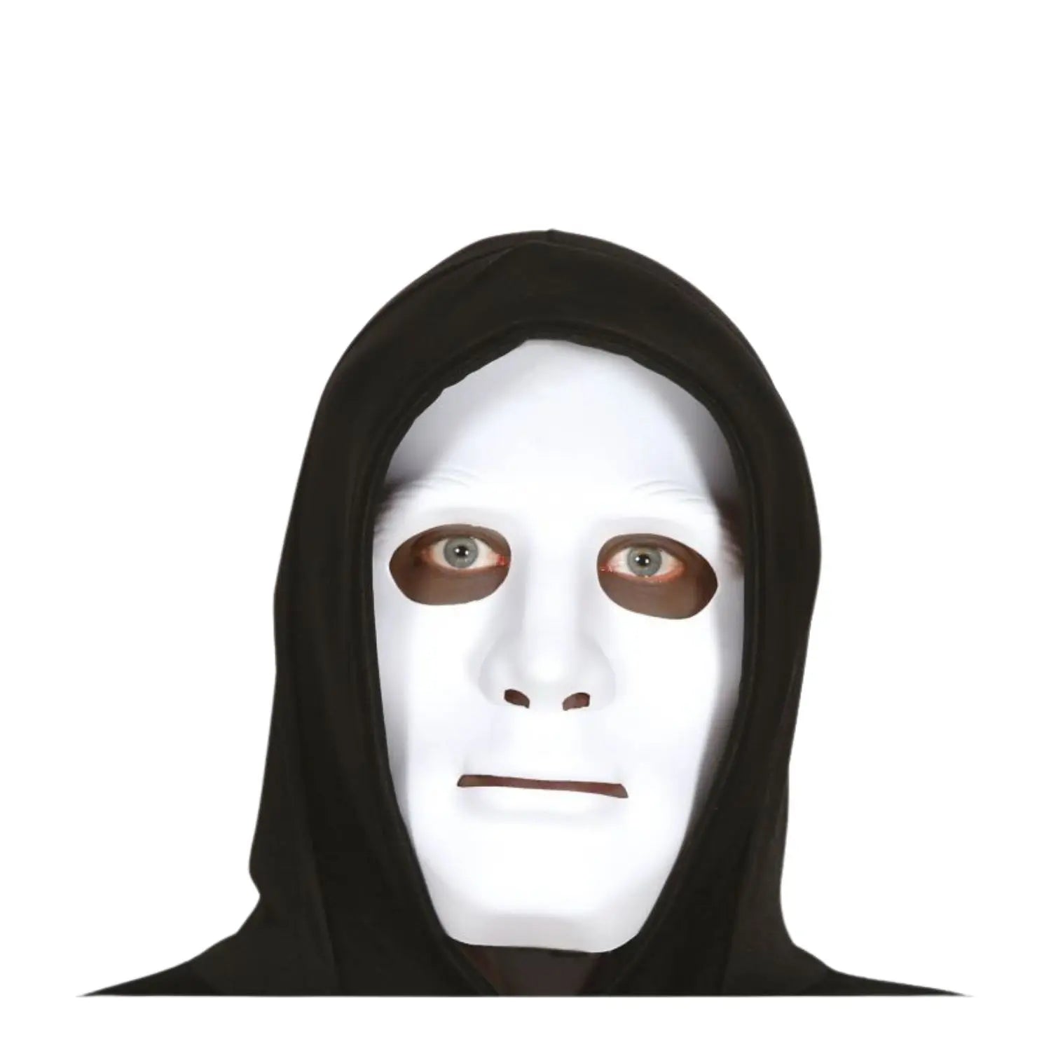 careta blanca de mujer en pvc para disfraz de misterio o terror en fiestas temáticas
