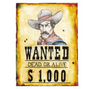 cartel se busca estilo oeste complemento para look cowboy o decoración temática