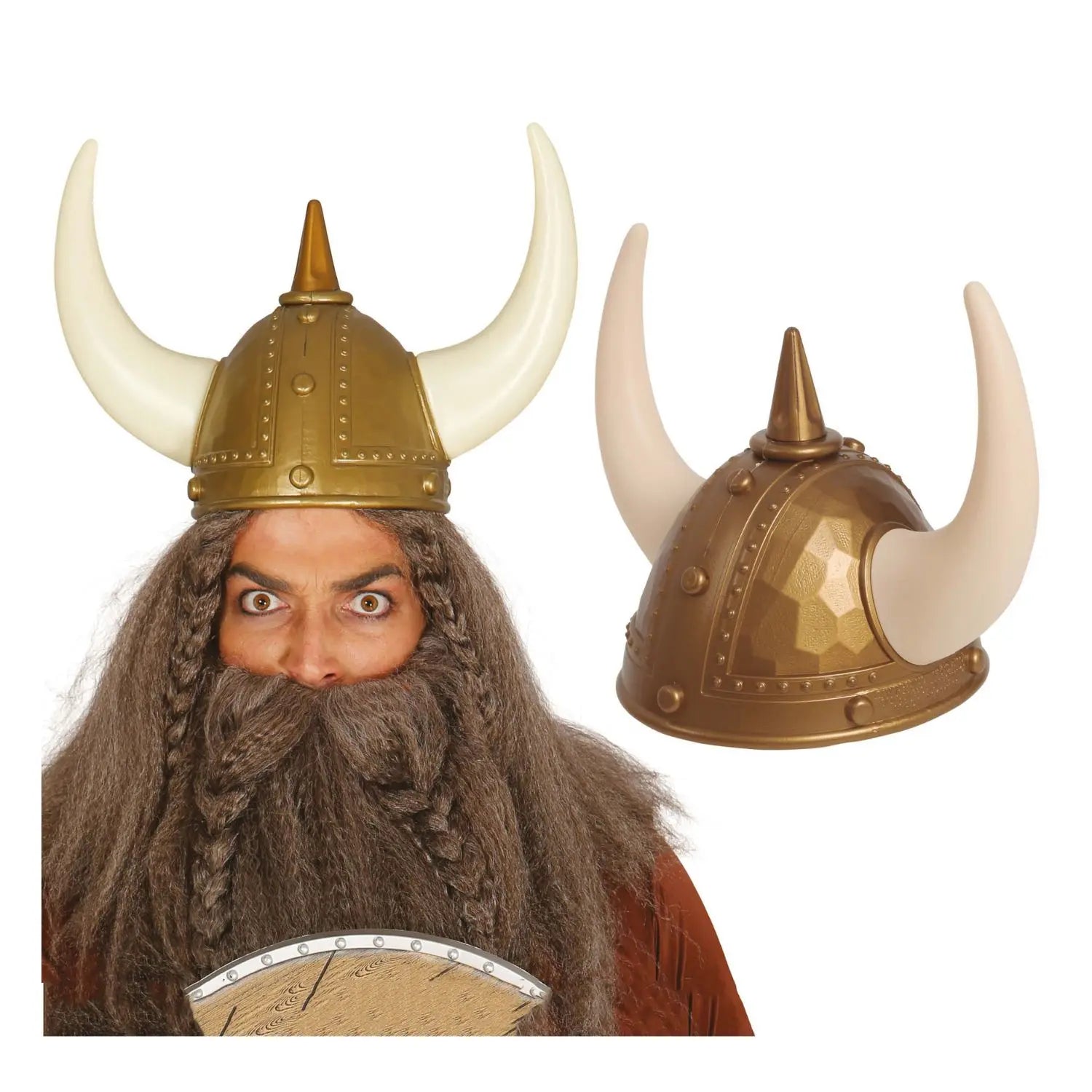 casco vikingo con cuernos accesorio para disfraz vikingo carnaval