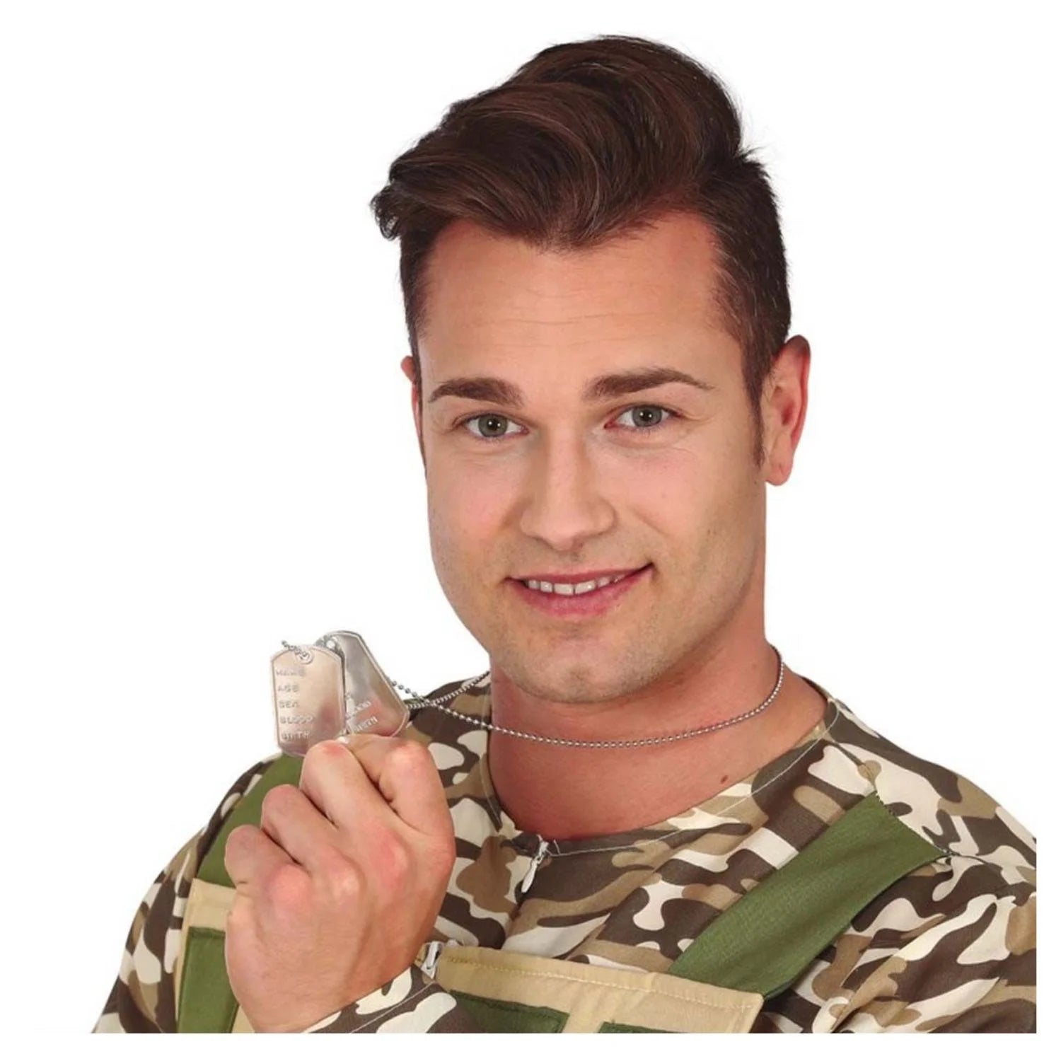 Chapa de identificación militar con cadena para completar disfraces militares