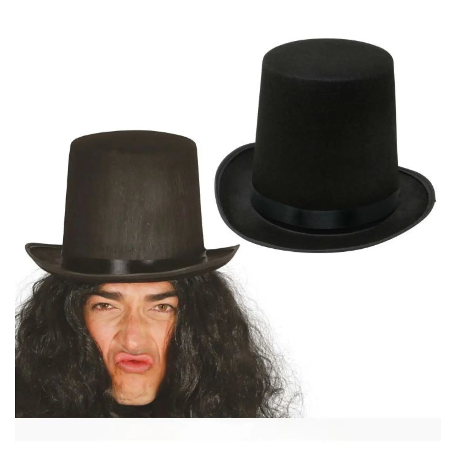 Chistera negra de fieltro 17 cm sombrero de copa elegante