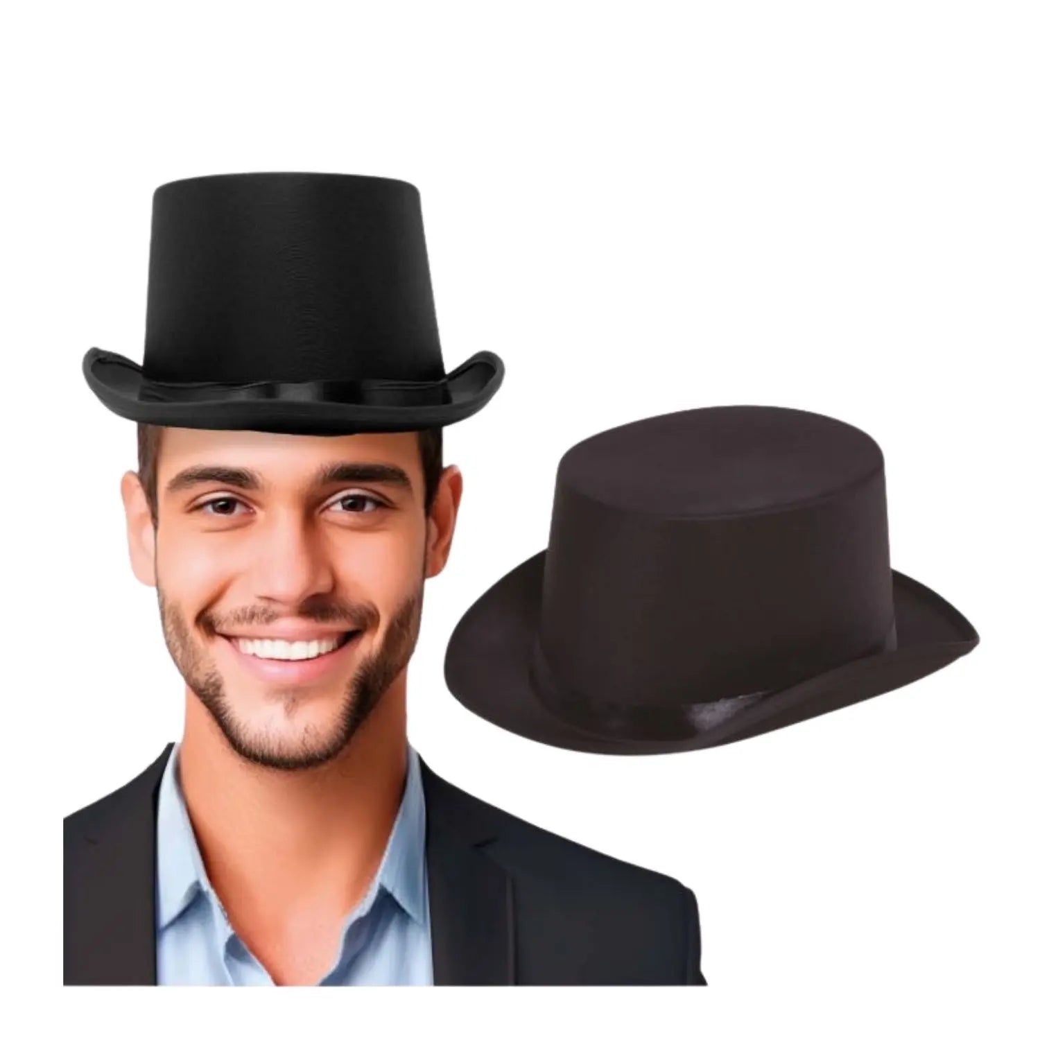 chistera negra de alta calidad para adulto para disfraz elegante o eventos