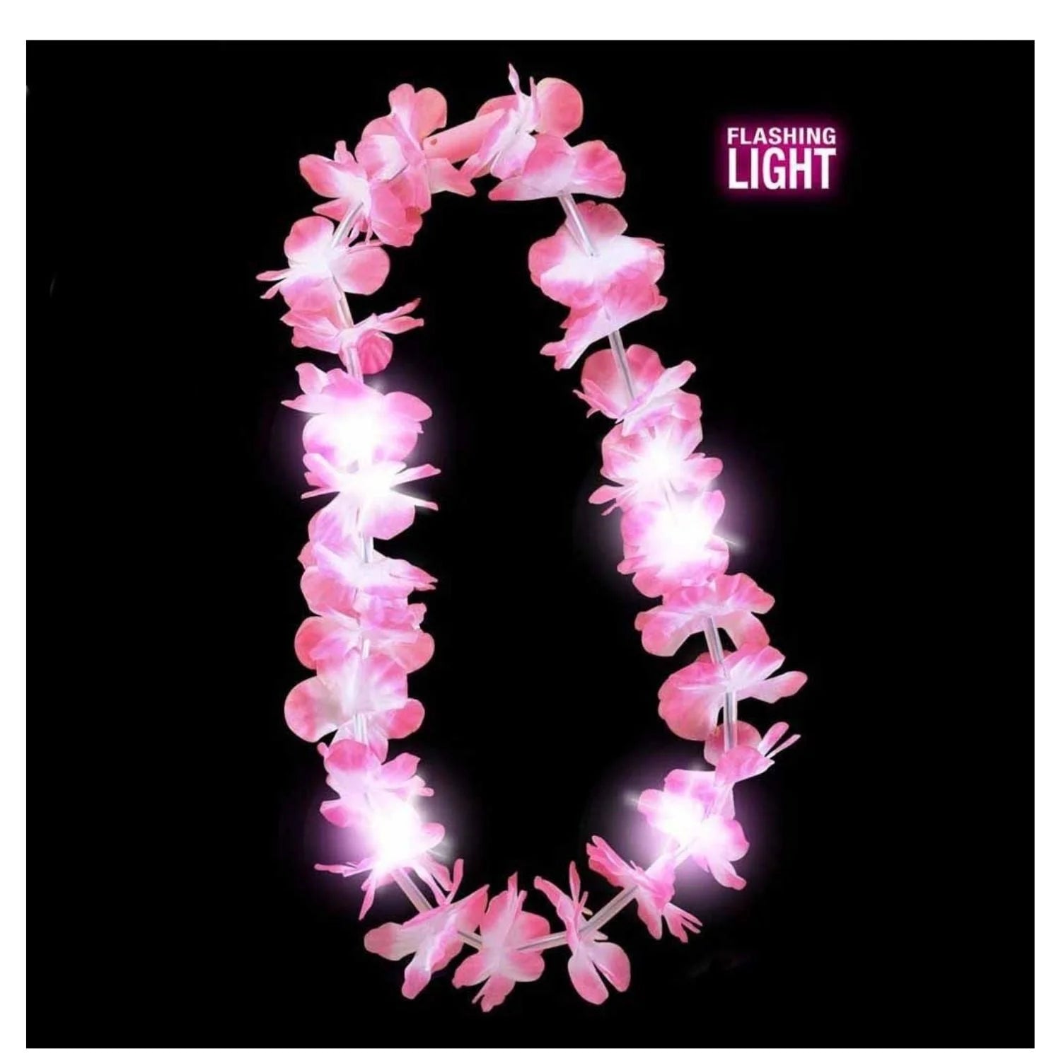 Collar hawaiano rosa con luz para fiestas tropicales y disfraces hawaianos