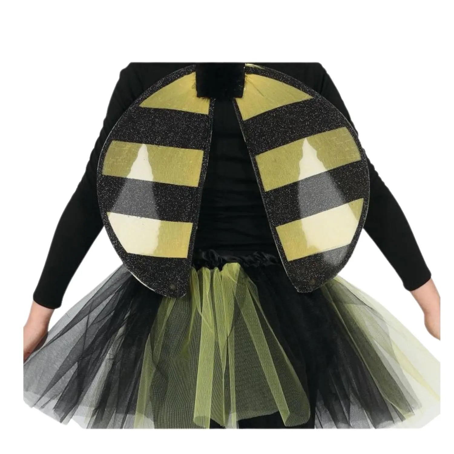 conjunto abejita infantil con alas y tutu amarillo y negro para look de animal en fiestas temáticas