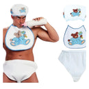 Conjunto de bebé para adulto con pañal, babero y gorrito para despedidas y fiestas temáticas