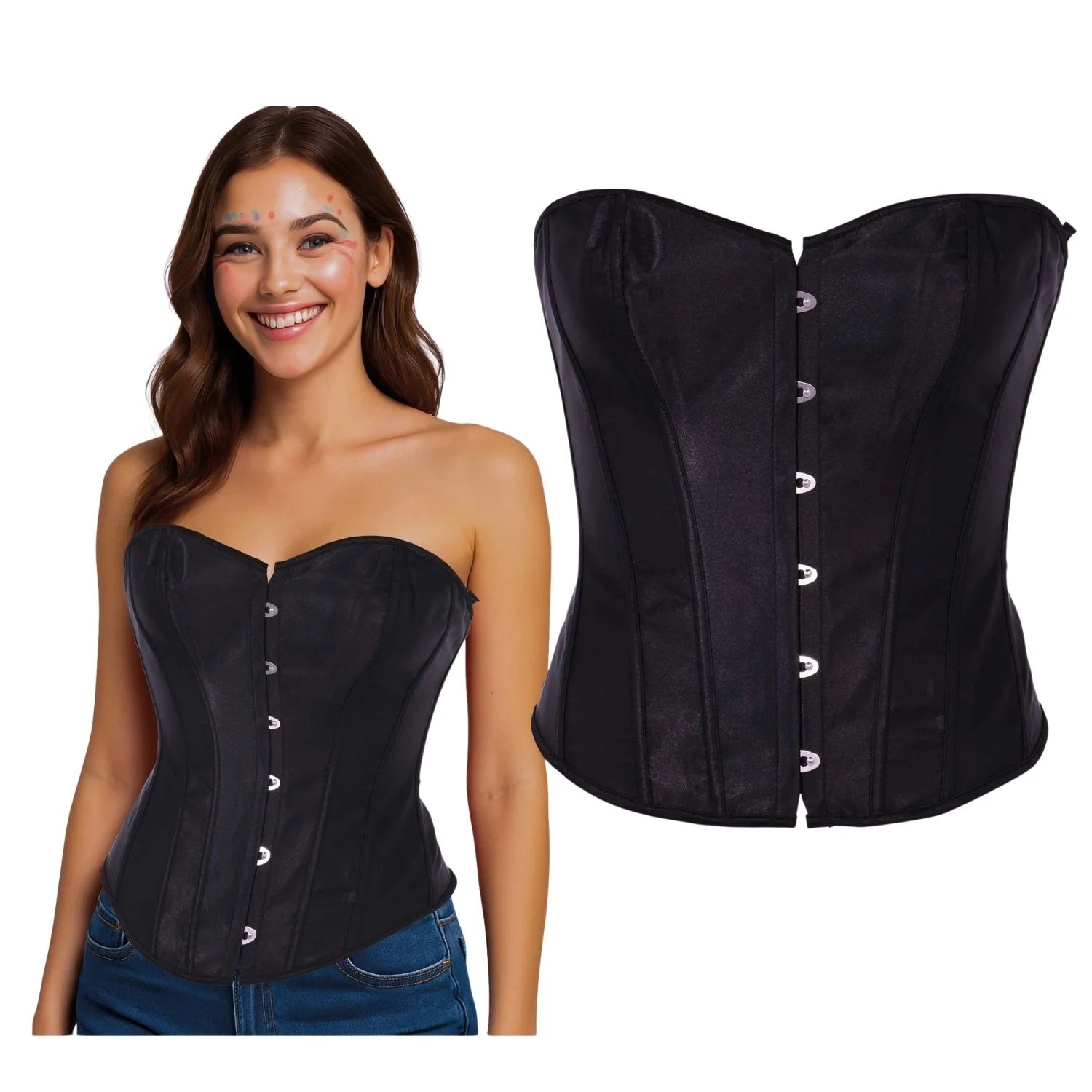 Corpiño liso negro adulta para disfraces burlesque y medievales