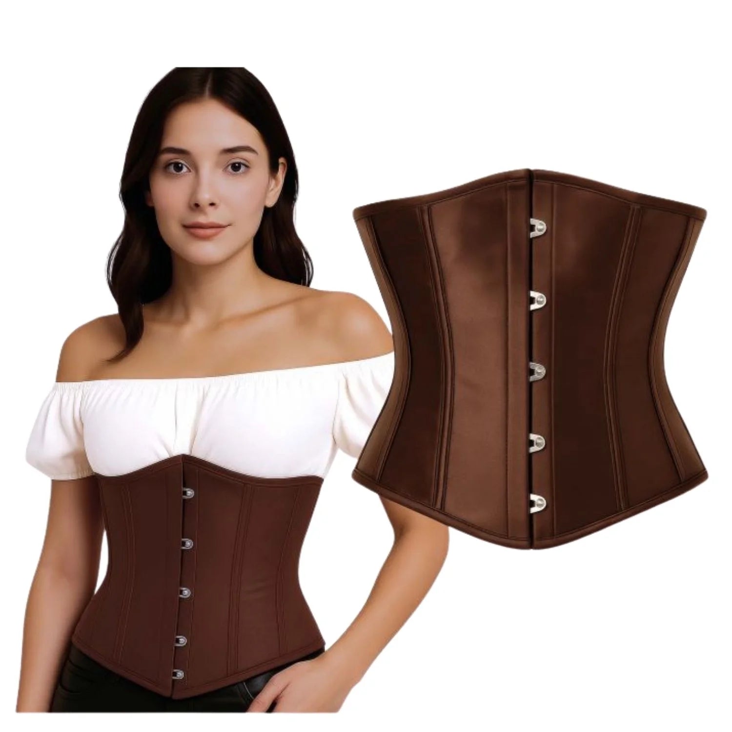 Corset marrón adulta para disfraces medievales y piratas