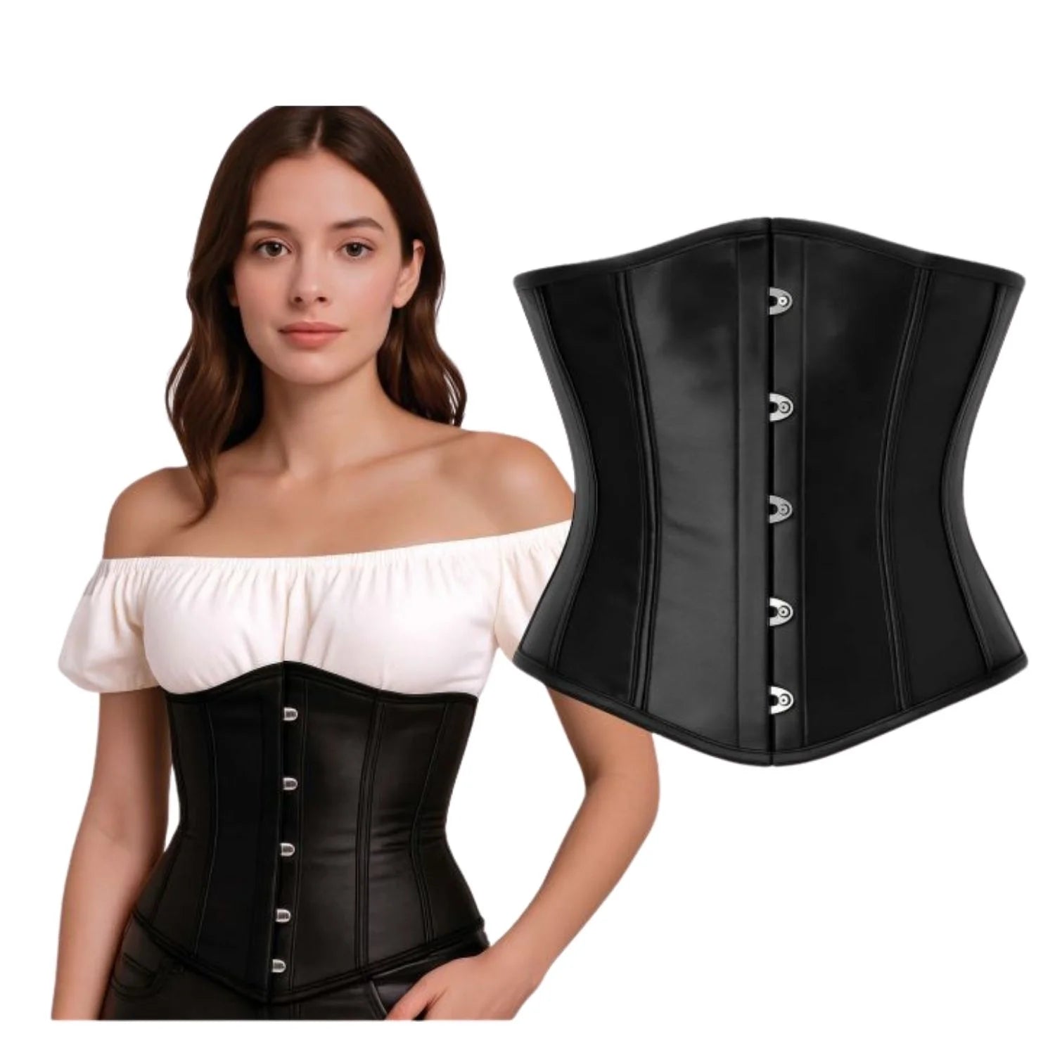 Corset negro adulta para disfraces burlesque y medievales