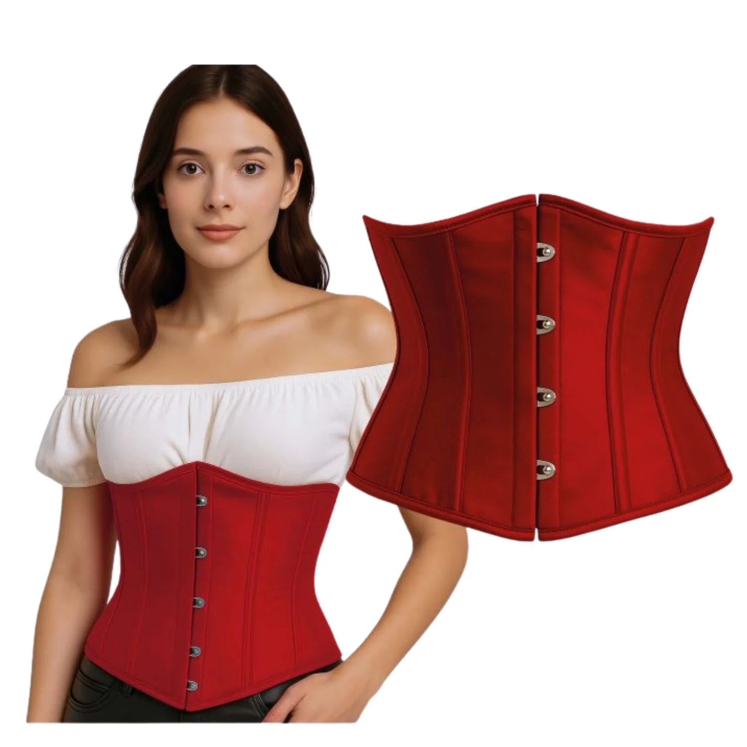 Corset rojo adulta para disfraces burlesque y vampiresa