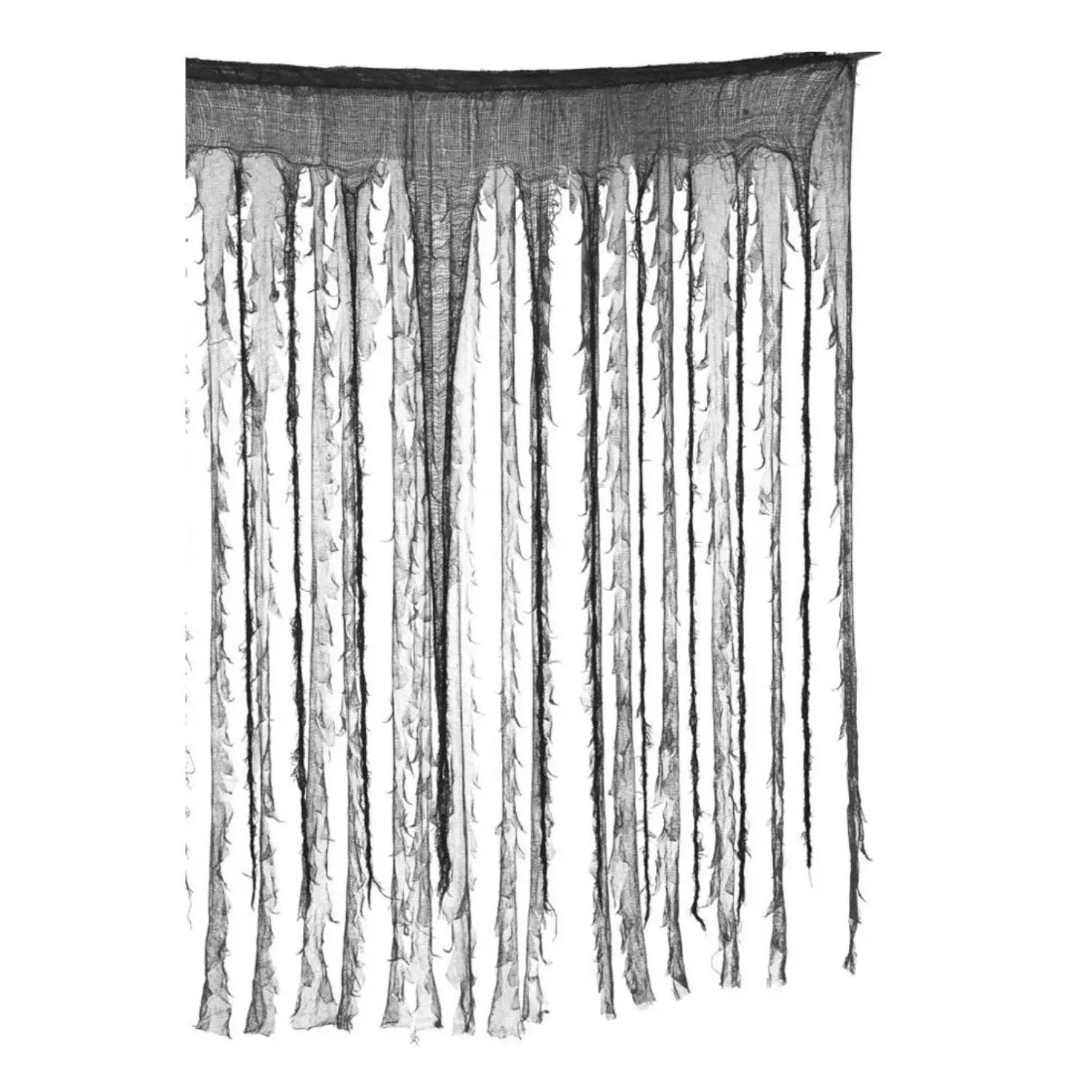 cortina terror negra y gris rasgada para decoración de Halloween