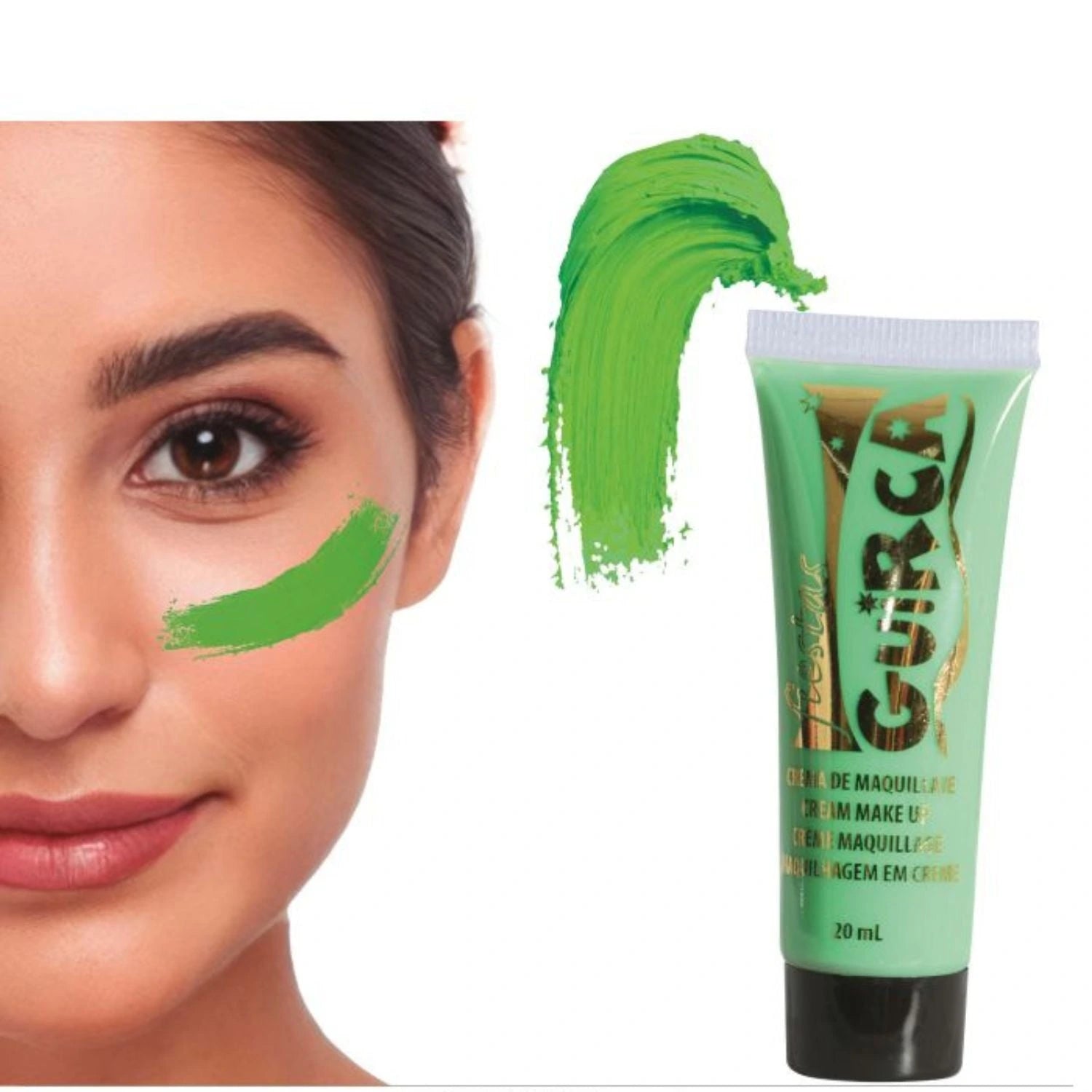 Crema verde para maquillaje de disfraces de Halloween y Carnaval