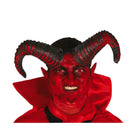 cuernos negros de demonio para look de diablo o terror en Halloween y fiestas temáticas
