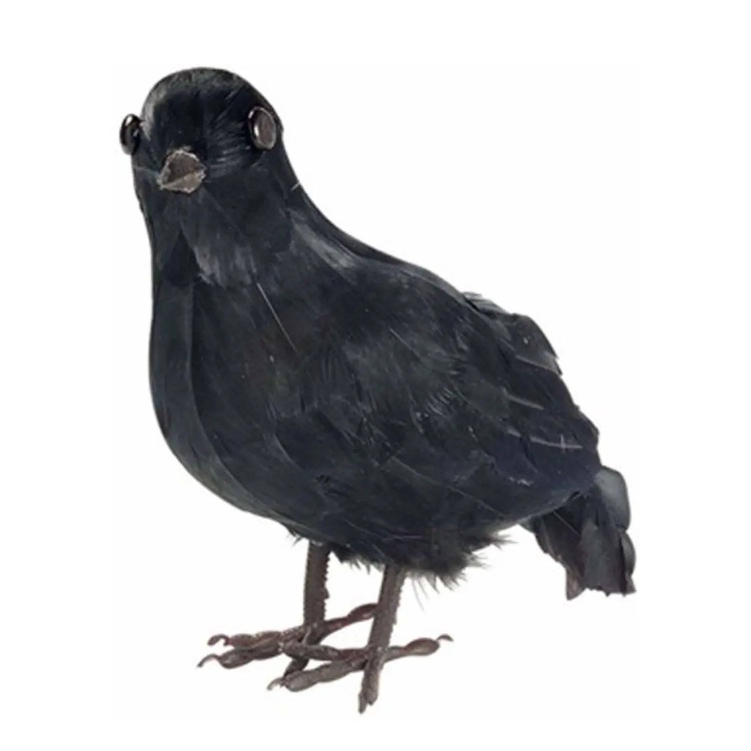 Cuervo negro con plumas de 27 cm para decoración de Halloween