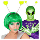 diadema con antenas fluorescentes complemento para look marciano o futurista en fiestas temáticas
