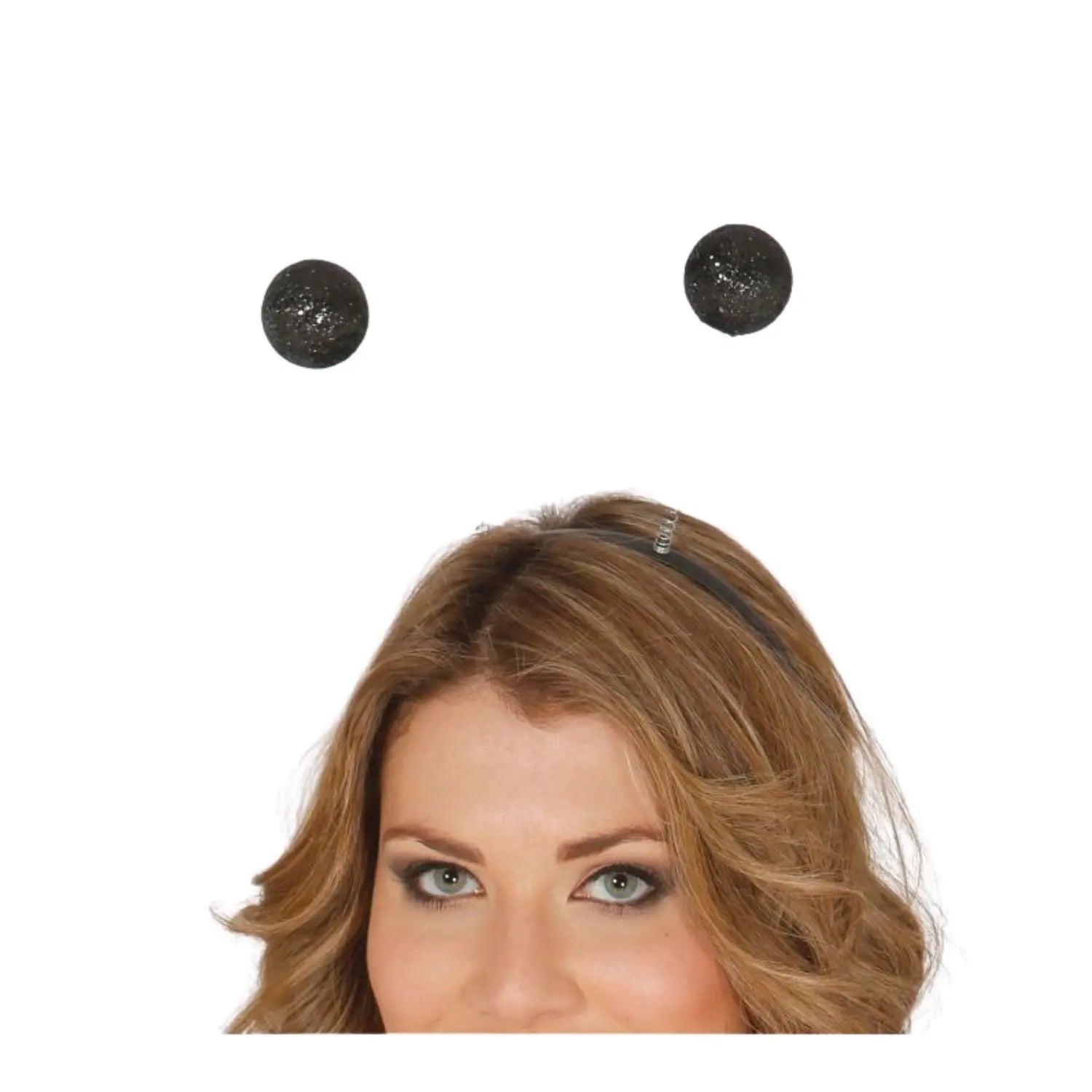 diadema con antenas negras de escarcha para look alienígena o futurista en fiestas temáticas