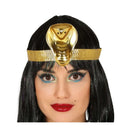 diadema Cleopatra dorada con cobra frontal complemento para look egipcio elegante en Carnaval o Halloween